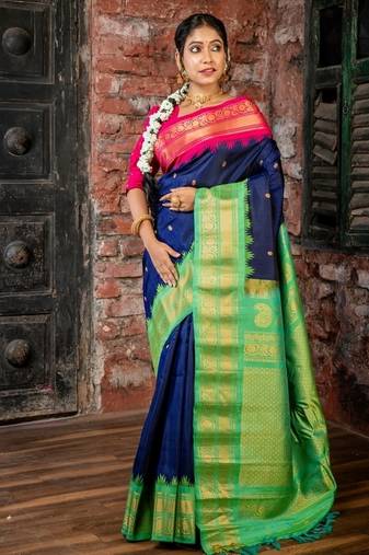 violet hand woven silk blend zari work all seasons sarees