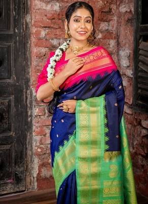violet hand woven silk blend zari work all seasons sarees 2