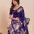 violet color soft art silk fabric woven jari designer partywear saree