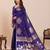 violet color soft art silk fabric woven jari designer partywear saree