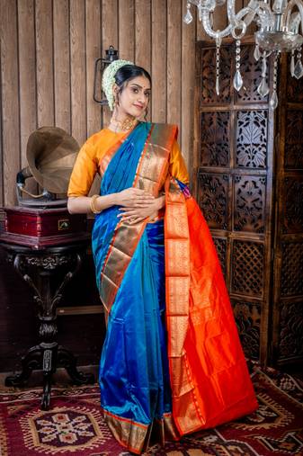 multicolor woven faux kanjivaram silk blend zari work all seasons sarees