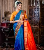 multicolor woven faux kanjivaram silk blend zari work all seasons sarees