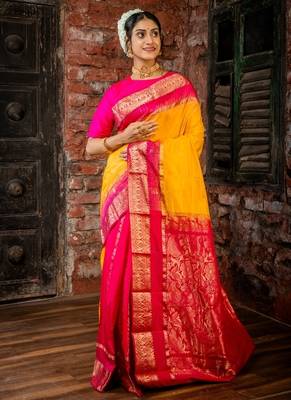 multicolor woven faux kanjivaram silk blend zari work all seasons sarees 1