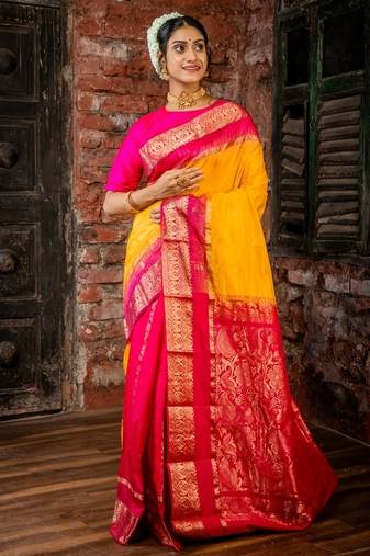 multicolor woven faux kanjivaram silk blend zari work all seasons sarees