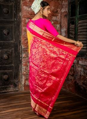 multicolor woven faux kanjivaram silk blend zari work all seasons sarees 4