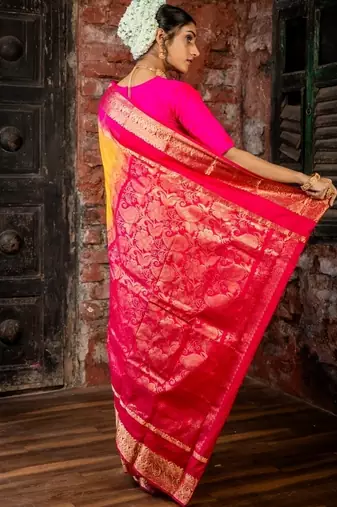 multicolor woven faux kanjivaram silk blend zari work all seasons sarees