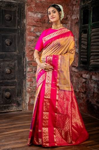 multicolor woven faux kanjivaram silk blend zari work all seasons sarees