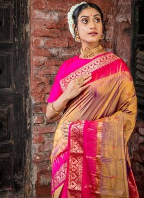 multicolor woven faux kanjivaram silk blend zari work all seasons sarees 2