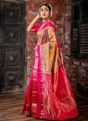multicolor woven faux kanjivaram silk blend zari work all seasons sarees 3