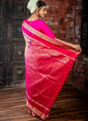 multicolor woven faux kanjivaram silk blend zari work all seasons sarees 4
