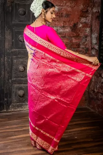 multicolor woven faux kanjivaram silk blend zari work all seasons sarees
