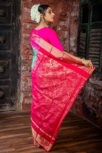 multicolor woven faux kanjivaram silk blend zari work all seasons sarees
