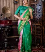 multicolor woven faux kanjivaram silk blend zari work all seasons sarees