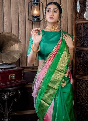 multicolor woven faux kanjivaram silk blend zari work all seasons sarees 2