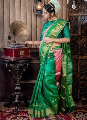 multicolor woven faux kanjivaram silk blend zari work all seasons sarees 4