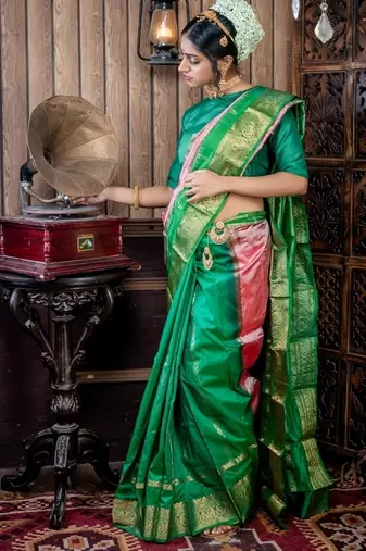multicolor woven faux kanjivaram silk blend zari work all seasons sarees