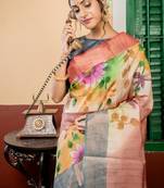multicolor hand woven tussar zari work all seasons sarees