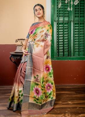 multicolor hand woven tussar zari work all seasons sarees 2