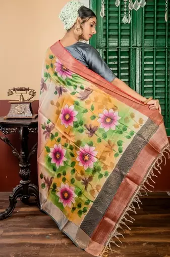 multicolor hand woven tussar zari work all seasons sarees