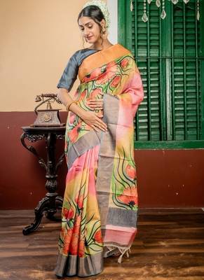 multicolor hand woven tussar zari work all seasons sarees 1