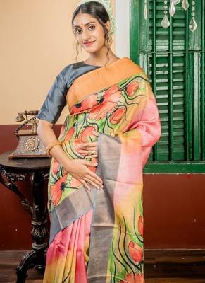 multicolor hand woven tussar zari work all seasons sarees 2
