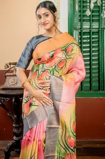multicolor hand woven tussar zari work all seasons sarees