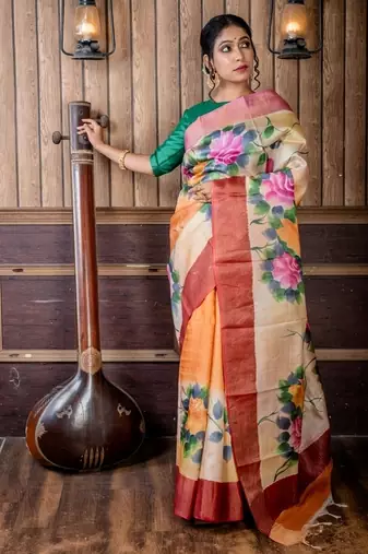 multicolor hand woven tussar zari work all seasons sarees