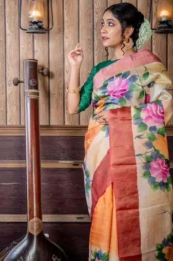 multicolor hand woven tussar zari work all seasons sarees