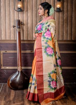 multicolor hand woven tussar zari work all seasons sarees 3