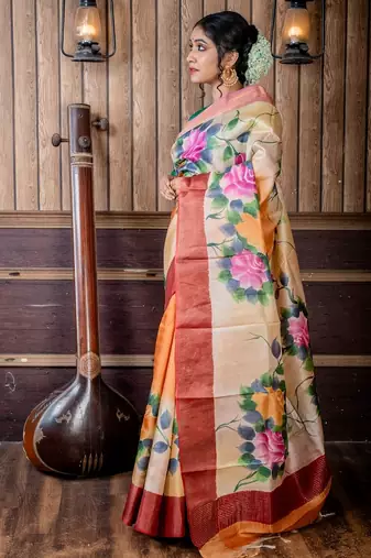 multicolor hand woven tussar zari work all seasons sarees