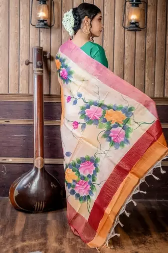 multicolor hand woven tussar zari work all seasons sarees
