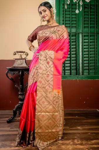 magenta hand woven silk blend zari work all seasons sarees