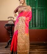 magenta hand woven silk blend zari work all seasons sarees