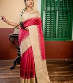 burgundy hand woven silk blend zari work all seasons sarees