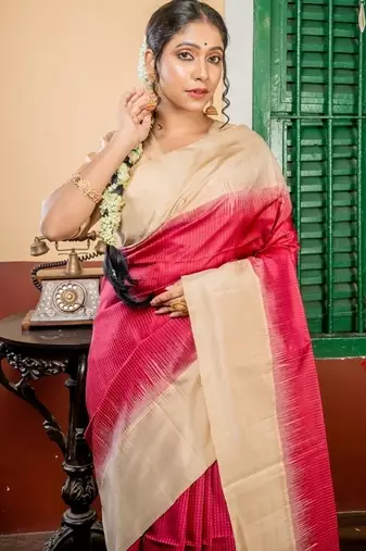 burgundy hand woven silk blend zari work all seasons sarees