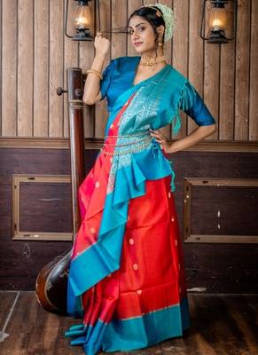 magenta hand woven silk blend zari work all seasons sarees 1