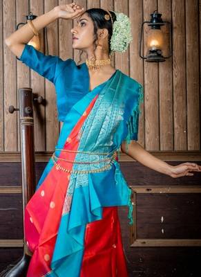 magenta hand woven silk blend zari work all seasons sarees 2
