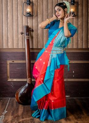 magenta hand woven silk blend zari work all seasons sarees 3