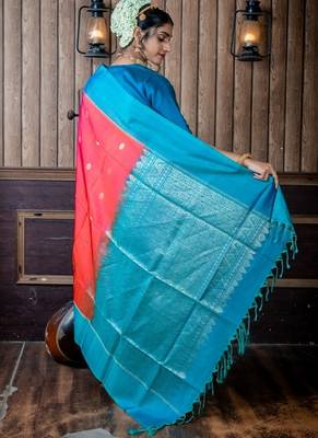 magenta hand woven silk blend zari work all seasons sarees 4