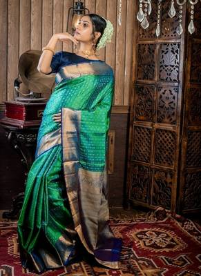 multicolor hand woven silk blend zari work all seasons sarees 2