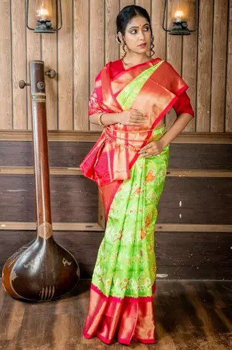 green hand woven silk blend zari work all seasons sarees