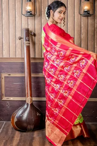 green hand woven silk blend zari work all seasons sarees