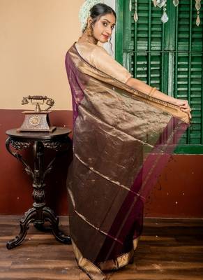 wine hand woven silk blend cotton zari work all seasons sarees 4