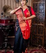 black hand woven silk blend cotton zari work all seasons sarees