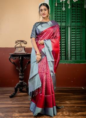 maroon hand woven silk blend zari work all seasons sarees 1