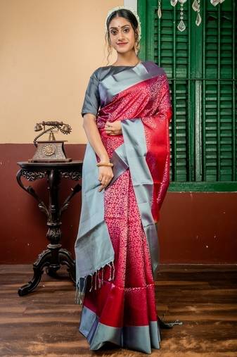 maroon hand woven silk blend zari work all seasons sarees