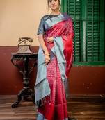 maroon hand woven silk blend zari work all seasons sarees