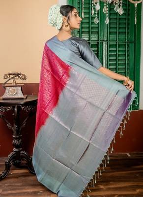 maroon hand woven silk blend zari work all seasons sarees 4