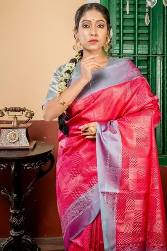 red hand woven silk blend zari work all seasons sarees