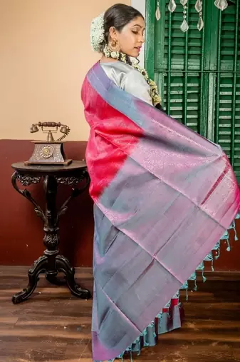 red hand woven silk blend zari work all seasons sarees
